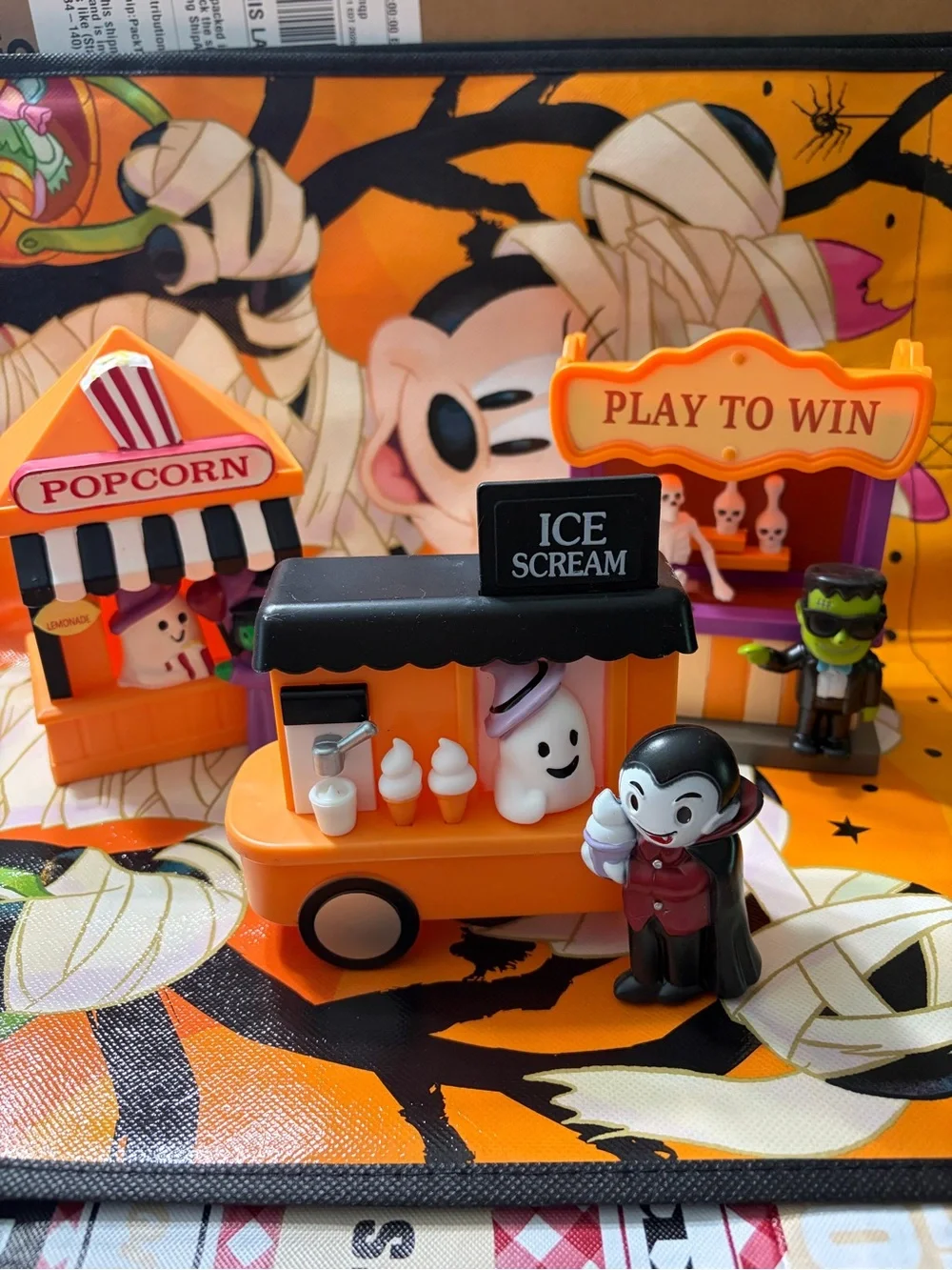 Halloween Ice Cream Cart, popcorn cart and carnival game decor